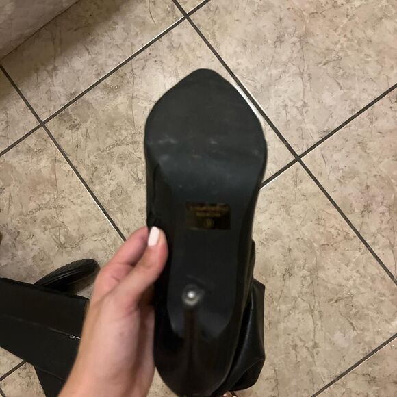 CHASE + CHLOE leatherette slouchy pointy toe black knee high heels SIZE 9 - Picture 6 of 7